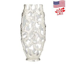 20 In Silver Aluminum Vase Cut Out Designs Hammered Coral Reef Exterior Look New picture