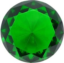 Diamond Jewel Paperweight 80mm Emerald Round Cut Tripact picture