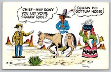 Bob Petley C-88 Why don't you let Squaw ride no Got Horse Laff Card PostCard picture