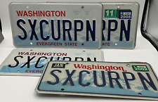 Lot of 4 SXCURPN Washington WA Personalized Vanity License Plates 1 Pair 2 Difer picture