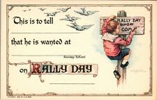 Vintage C.M. Burd S School Church Rally Day Postcard Boy Making Rally Sign 1922 picture