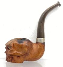 Vintage WDC Wellington Wood Skull Smoking Pipe Estate Tobacco Sitter Billiard picture