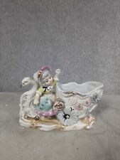 Vintage Ceramic/Porcelain Girl With Swan/Bird Carriage Planter/Figurine picture