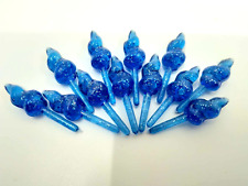 12 Lg Vintage Blue Ice Cream Glitter Lights Bulbs for Ceramic Christmas Tree NEW picture