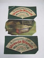 Lot 3 Antique Uneeda National Biscuit Cardboard Advertising Signs Cooling Lunch picture