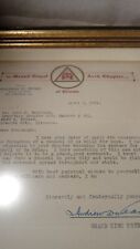 1921 Masonic Grand Royal Arch Chapter Letter Forming De Molay Chapter In Frame picture