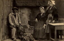 Ethnic costume France Environs de Vannes~fisherman nets~ postcard c1910 picture