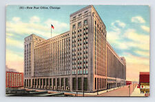 c1941 Linen Postcard Chicago IL Illinois New Post Office picture