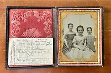 Strange Large Girl 1/4 Ambrotype Photo ID'D Bedford Massachusetts Sisters picture