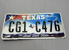 Texas License Plate Car TX 2009 Clouds Lone Star State Flag Used Colors CG1 C476 picture