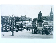 Strasbourg Place Kleber Avec Monument France Black and White Postcard VTG picture