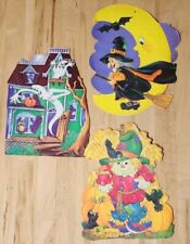 Lot Of 3 Vintage Halloween Die Cut Decorations Eureka-witch, Scarecrow, Ghosts picture
