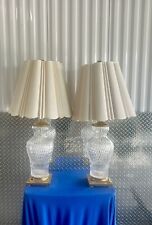 Large Vintage Urn Style Cut Crystal Table Lamp Thumbrint Brass Mounted picture