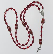 RED LAMPWORK Glass Beaded Rosary Handmade picture