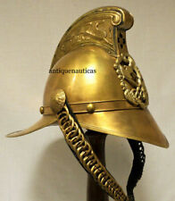 Brass Antique Style Merry Weather Chief Fireman Fire Fighter Helmet With Stand picture