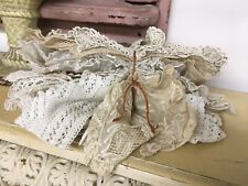Bundle Of Antique Lace Trim 1880-1920 Needlework Cotton Fabric #A picture