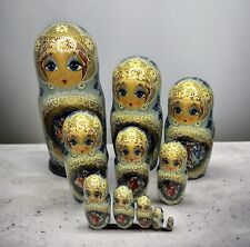Vtg Russian Matryoshka Nesting Dolls Signed Set of 11 Sized 11.5