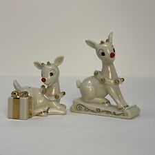 LENOX Rudolph Red Nosed Reindeer Christmas Holiday Salt & Pepper Shaker Set 2003 picture