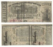 New Orleans, Jackson and Great Northern Railroad Co.$3 - Obsolete Banknote - Pap picture
