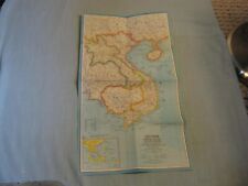 VIETNAM, CAMBODIA, LAOS & EASTERN THAILAND MAP January 1965 National Geographic picture