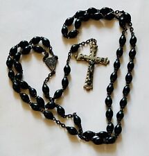 Refurbished Antique/Vintage Catholic Rosary Miraculous Medal Wood Beads 20” picture