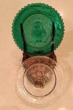 2 Vintage Pairpoint Glass Cup Plates, Peter Rabbit & Hooty Owl, Thornton Burgess picture