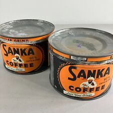 Antique Sanka 1 Lb Tins, Key Top, Graphics in Nice Condition, Lot of 2 picture