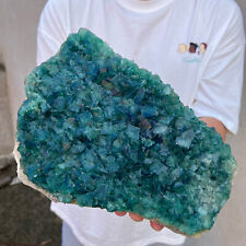 10.4lb Large NATURAL Green Cube FLUORITE Quartz Crystal Cluster Mineral Specimen picture