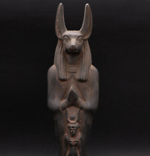 A Rare Ancient Pharaonic Masterpiece Statue Egyptian Deities Anubis With Isis BC picture