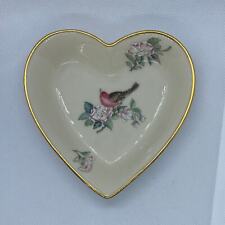 Vintage Lenox Heart Shaped Serenade Porcelain Dish with Birds & Flowers  picture
