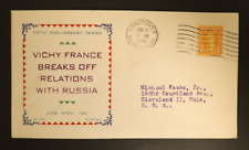 Vichy France Breaks Off Relations with 1941 Russia WW2 Envelope Patriotic Cover picture
