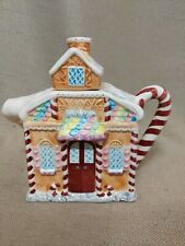 CAFFCO 1995 Gingerbread Themed Teapot With Candy Cane Handle picture