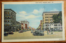 North Street, Pittsfield MA linen postcard picture
