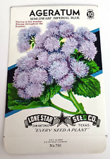Vtg Ageratum Flower Lone Star Co. Seed Litho Packet NOS New 1950s San Antonio TX picture