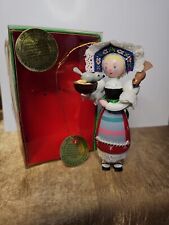 Vintage 80s Sears Roebuck Wooden Ornament Christmas Around The World Denmark picture