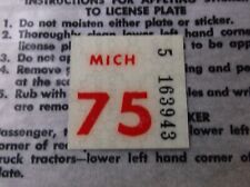 ⛄⛄  1975  Michigan License Plate  Registration Year Sticker  Tab picture