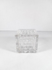 RARE Atq. Fostoria American Pattern Square Powder Puff Box Clear Glass w/ Lid picture