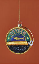 Anthropologie Caviar Tin Ornament Set of Two Glass Ornament Christmas Holiday  picture