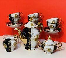 Alpine Cuisine Tea Set Fine Porcelain - Cobalt & Gold - Germany picture