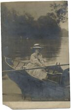 RPPC ~ Edwardian Actress Madge Crichton ~ rowboat ~ real photo postcard sku563 picture