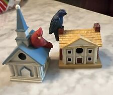 Lot of 2 Vintage Lenox Miniature Bird Houses Retired Collectible Houses picture