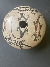 Native American Lizard Seed Pot Handcrafted Hand Painted Brown Black picture