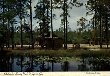 Okefenokee Swamp Park Waycross GA ~ Pioneer Island early settlers home ~postcard picture