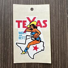 Vintage Texas Pin Up Biggest And Best Cowgirl Vinyl Sticker picture