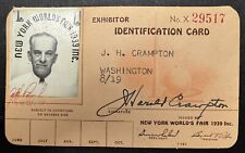 New York World's Fair 1939 exhibitor Identification Card and 7 other NYWF Items picture