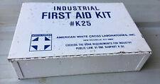 American White Cross K25 First Aid Kit & Contents metal box vintage 7.5 x 10.75 picture