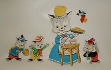 Vintage 1958 Mother Goose Three Little Kittens Nursery Rhyme Plaques Wall Decor picture