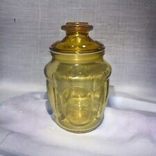 Vintage LE Smith Amber Bubble Thumbprint Glass Canister 7” picture
