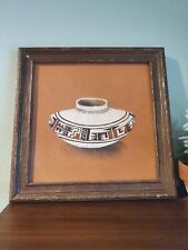 Vintage Navajo Crushed Stone Pottery Wall Art Aztec Handmade Pottery Rare Unique picture