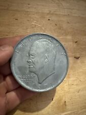Dwight D. Eisenhower Paperweight IKE Metal Coin Patina Half Dollar Collector 3” picture